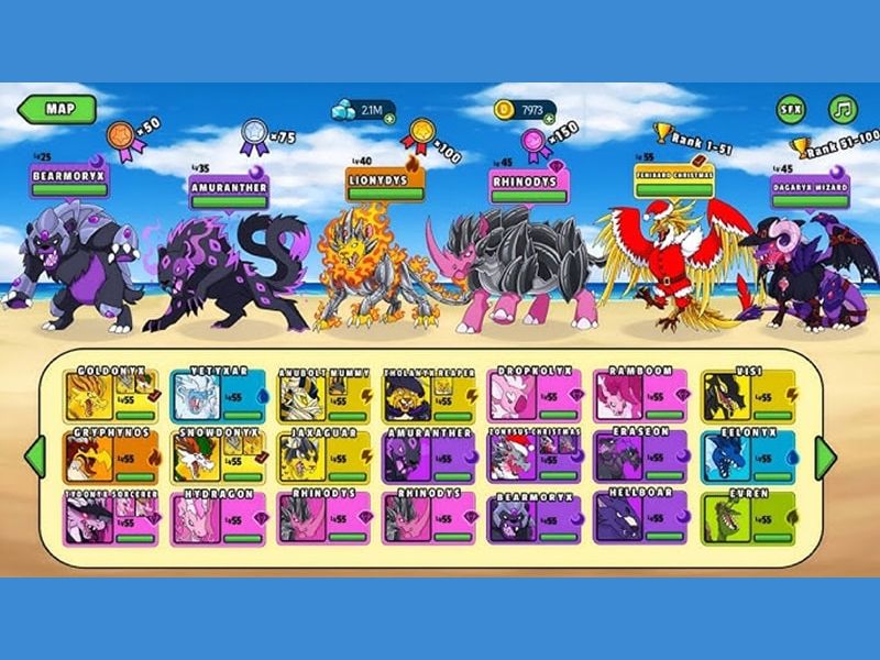 Tải Dynamons World Hack (Rồng, Full Pokemon, Tiền, Kim Cương) v1.11.75 Quái Vật Đa Dạng Trong Dynamons World Hack