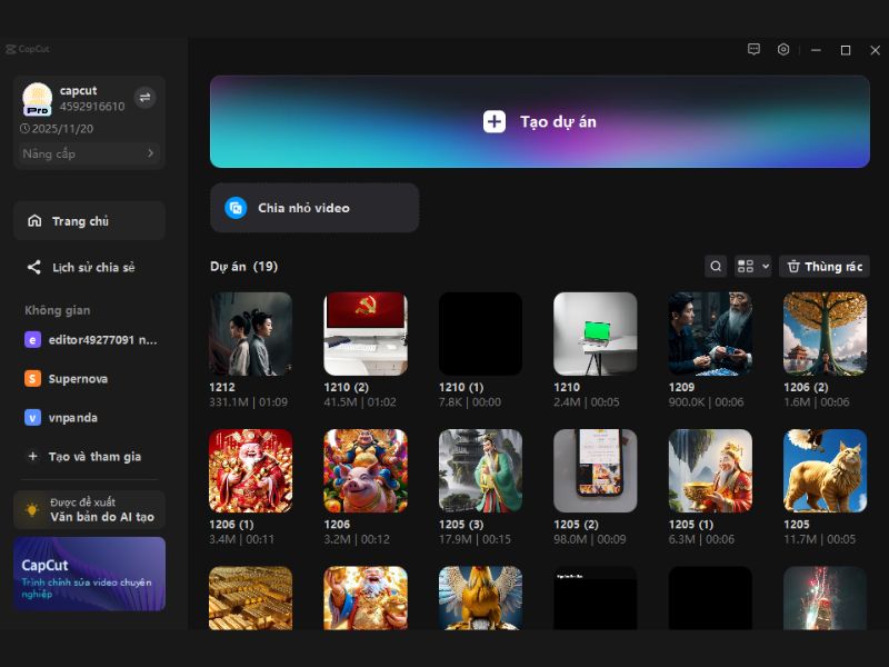 Tải Capcut Pro Free APK v15.2.0 Mới Nhất Cho Android Tạo dự án mới trong Capcut Pro Free APK
