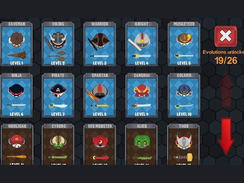 Tiến Hóa Hình Dạng Chiến Binh Trong Evowars io Hack