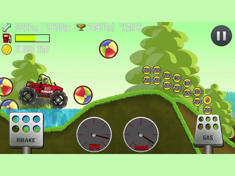 Chế độ chơi offline tiện lợi trong Hill Climb Racing Hack Kim Cương Và Vàngc