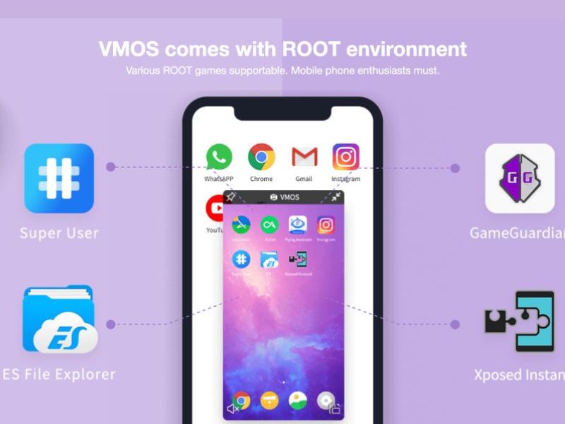 Root máy ảo nhanh chóng trong Vmos Pro MOD APK