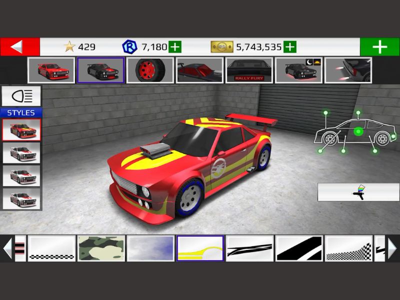 Tùy chỉnh ngoại hình xe trong Rally Fury Hack