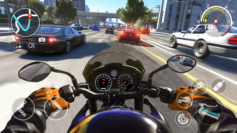 Tải Moto Race Go MOD APK (Vô Hạn Tiền) v1.93.0 Gameplay Moto Race Go MOD APK khi né giao thông.