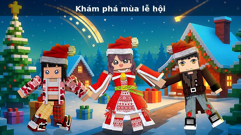 Tải WeCraft Worlds MOD APK (Vô Hạn Tiền, Kim Cương) v1.4.28 Một khu phố voxel đã hoàn thiện với nhà cửa, lối đi và các chi tiết trang trí.