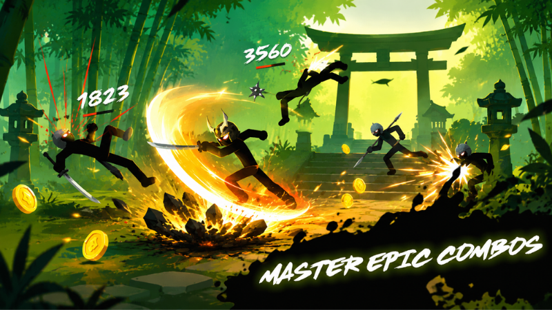 Stickman Weapon Master MOD APK chiến đấu với kẻ địch