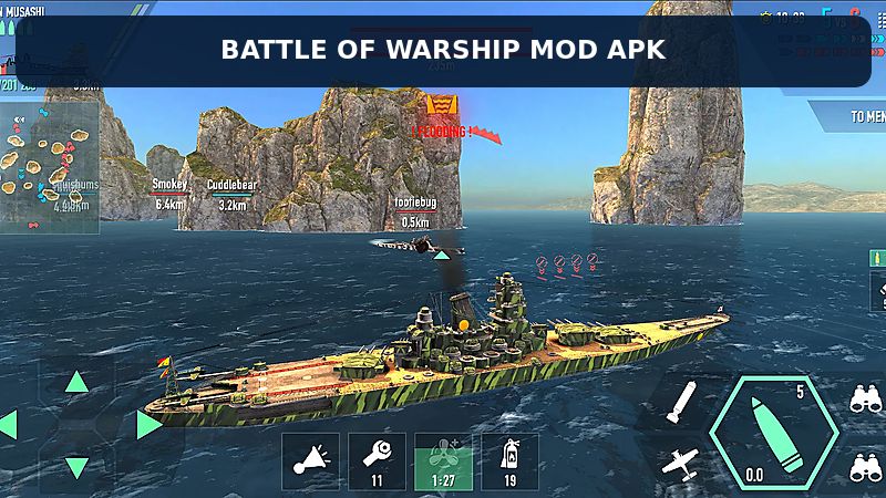 Tải Battle of Warship MOD APK (Vô Hạn Tiền) v1.74.12 thiết giáp hạm chuẩn bị tiến vào chiến trường trên biển.