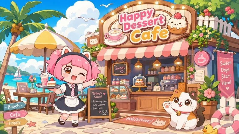 Tải Tiệm Cà Phê Hạnh Phúc MOD APK (Vô Hạn Tiền, Gỡ Quảng Cáo) v2.9.10 Từng bước phát triển một tiệm cà phê bánh ngọt đông khách