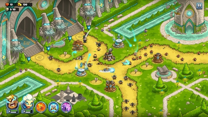 Tải Kingdom Rush 6 APK v1.01.012 Miễn Phí Cho Android Gameplay Kingdom Rush 6 với các tháp chặn quân địch trên tuyến đường